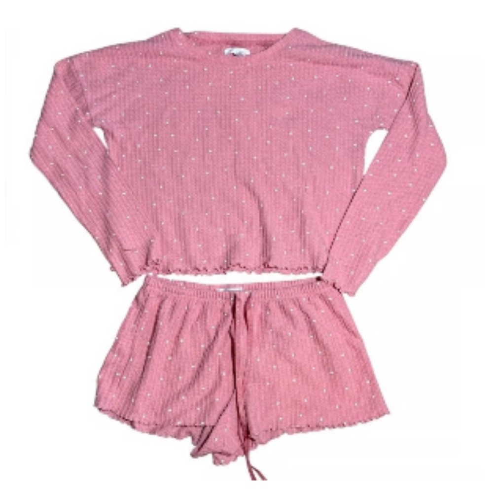 LC Lauren Conrad Pink Textured Knit Pajama Set